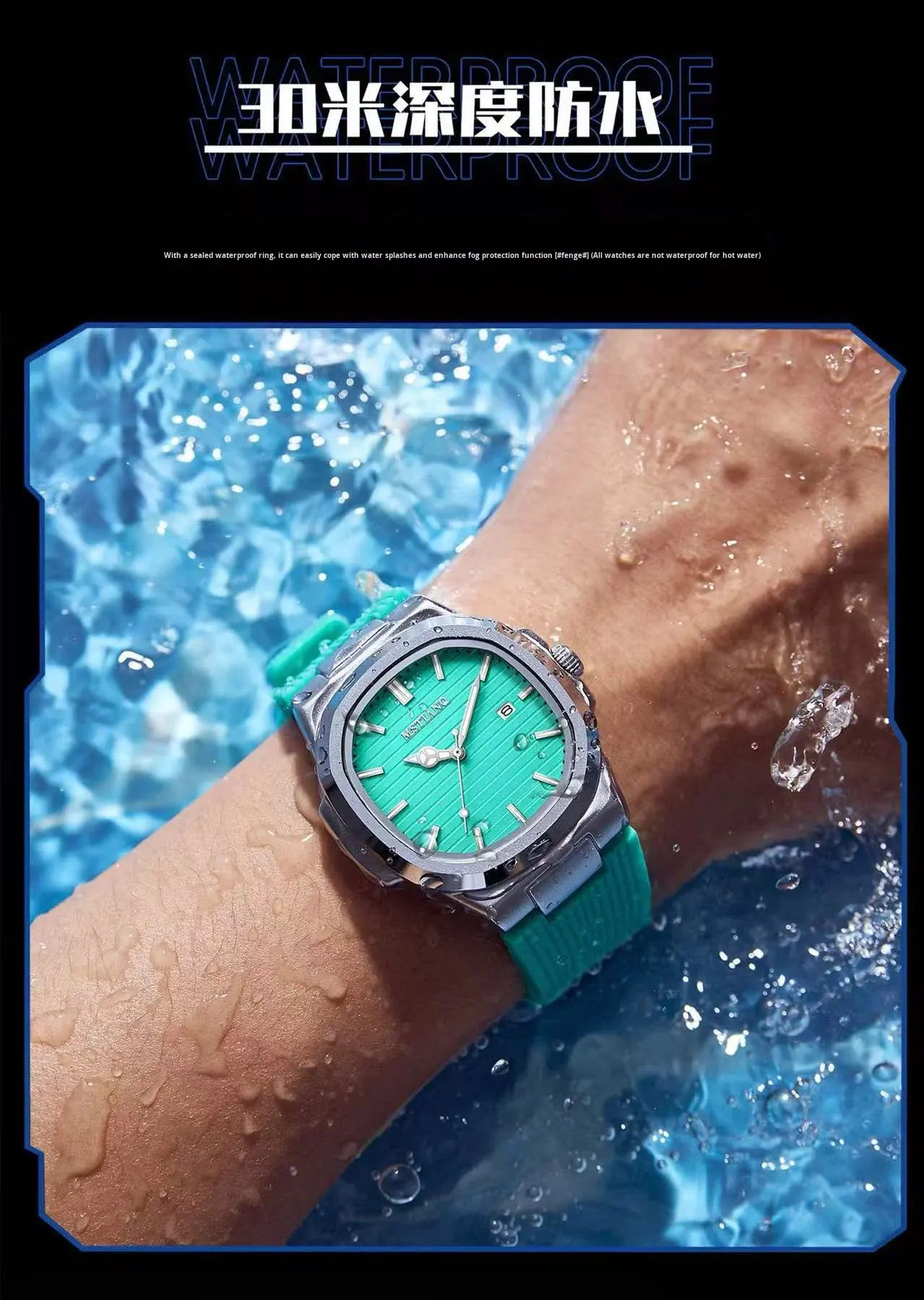 Reloj de cuarzo para hombre con carcasa de aleación y correa de silicona