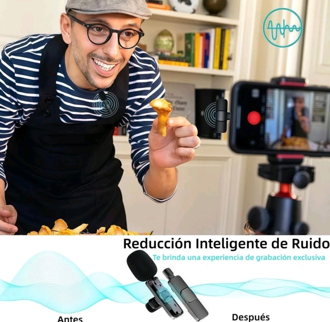 Micrófono inalámbrico Lavalier compacto y profesional