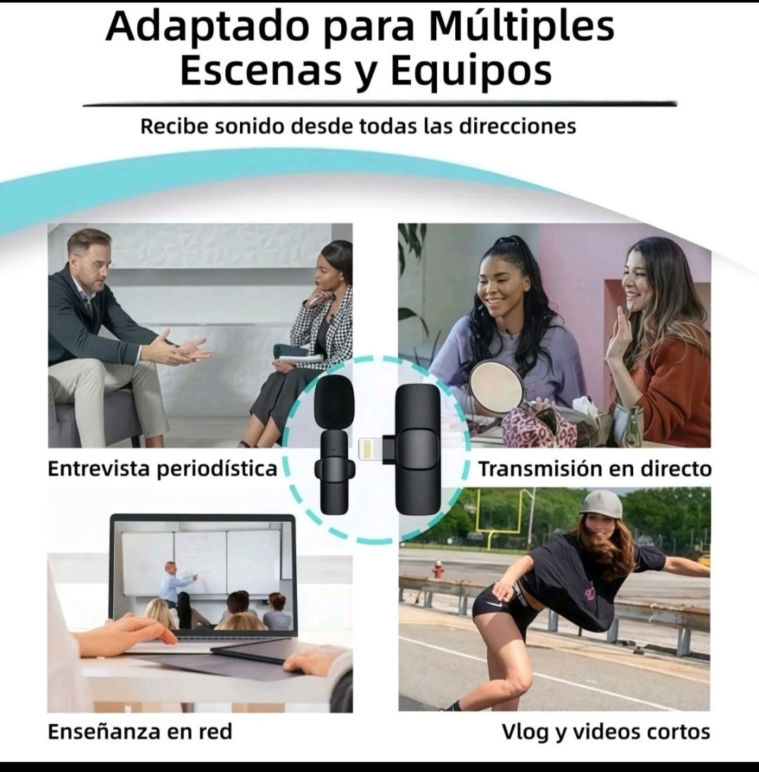 Micrófono inalámbrico Lavalier compacto y profesional