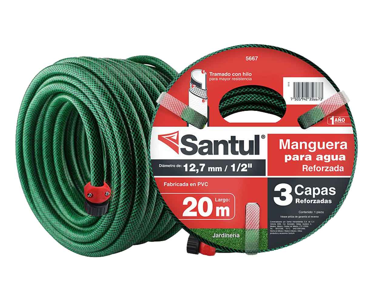 MANGUERA REFORZADA 3 CAPAS 1/2 20 M SANTUL