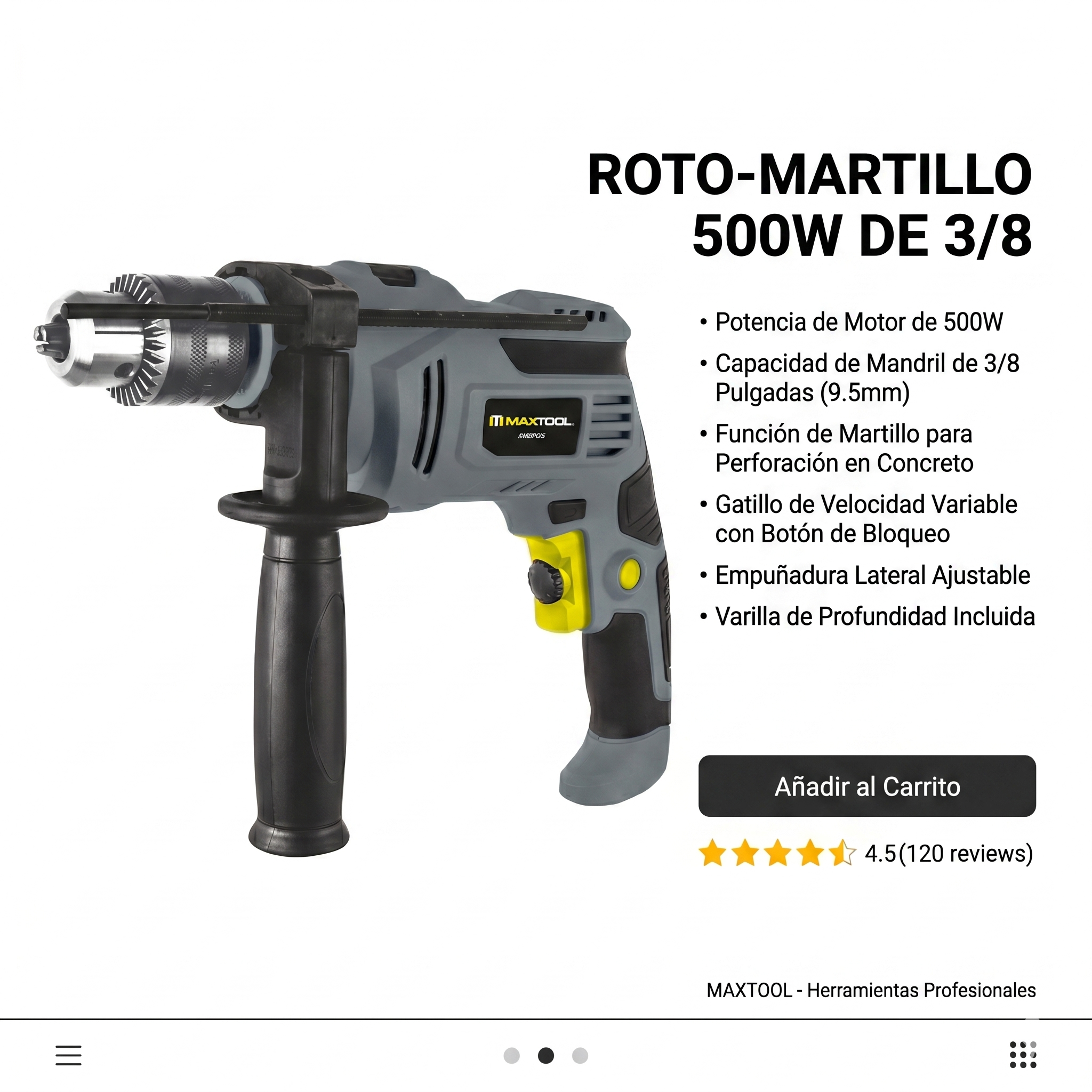 Rotomartillo 500W de 3/8" 390101