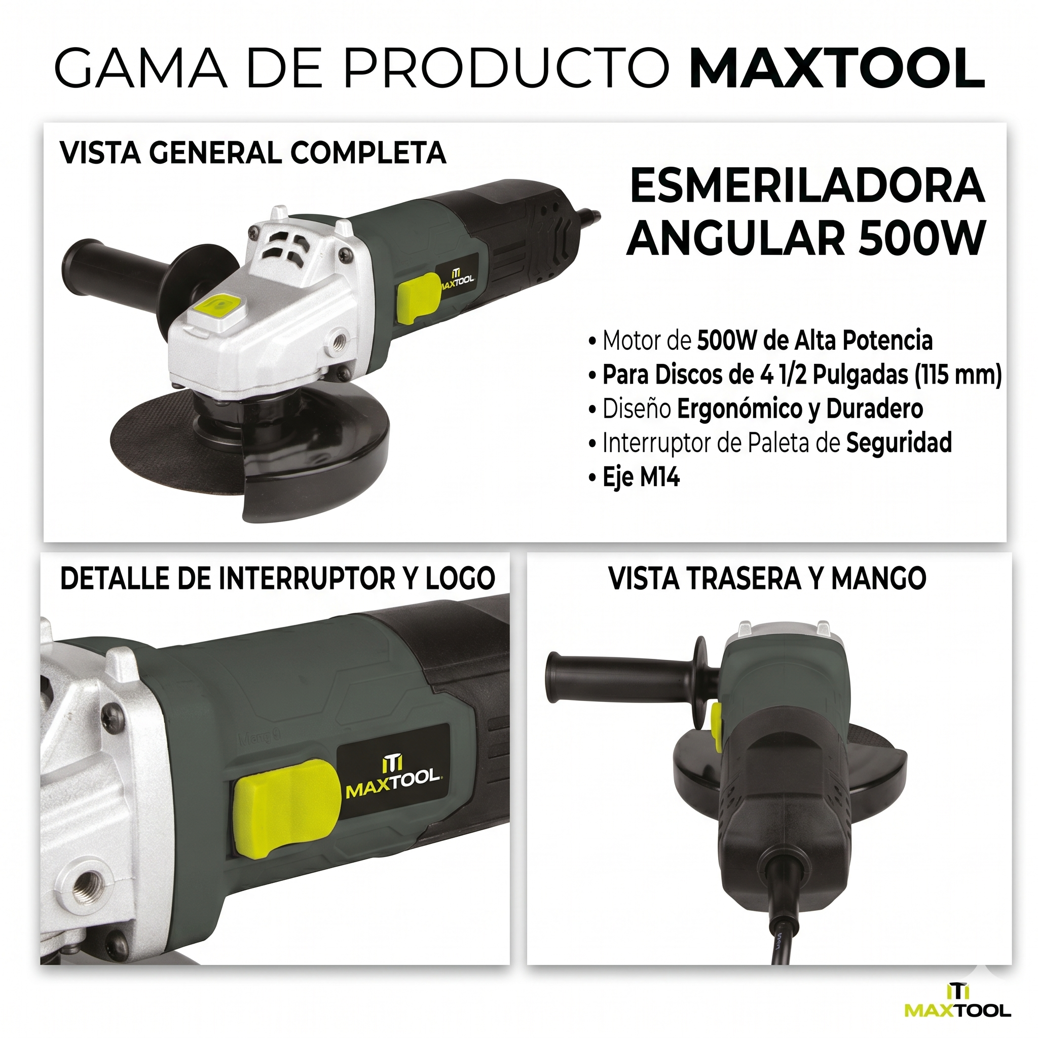 Esmeriladora angular MaxTool 500W 390301