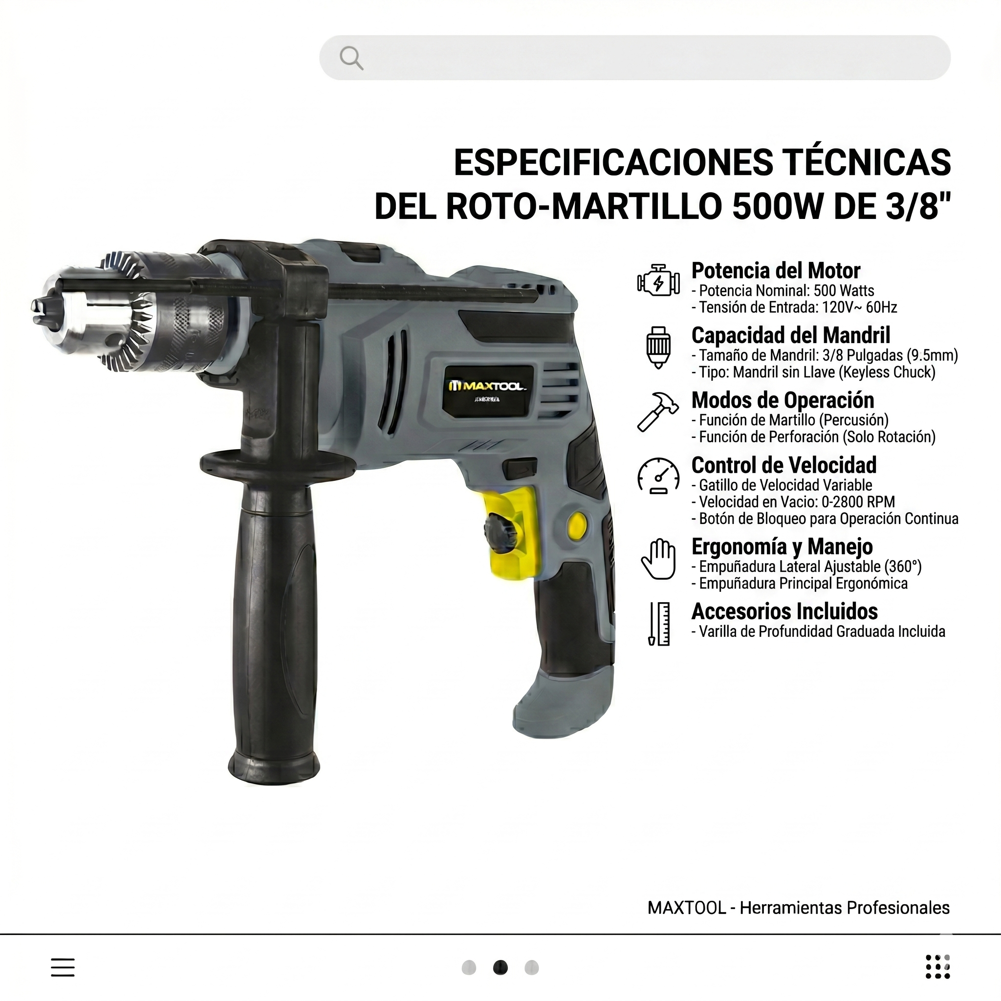 Rotomartillo 500W de 3/8" 390101
