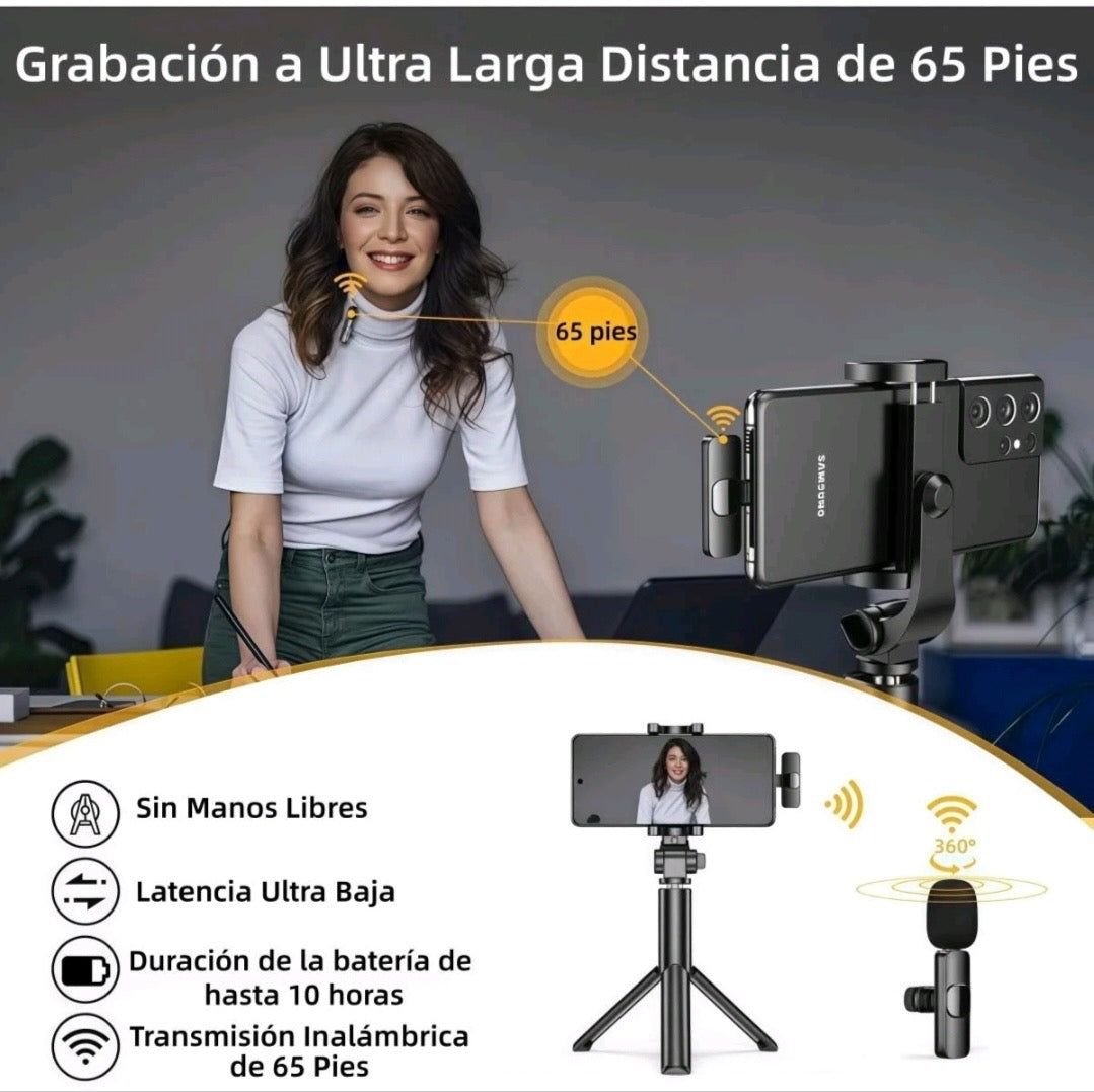 Micrófono inalámbrico Lavalier compacto y profesional